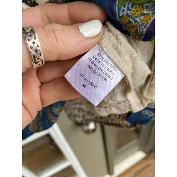 Anthropologie Entro Bohemian Multicolor Tunic Blouse Square Neck, Sz Medium - Picture 5 of 8